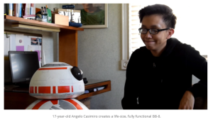 17-year-old Filipino student creates a working life-size BB-8 from household materials